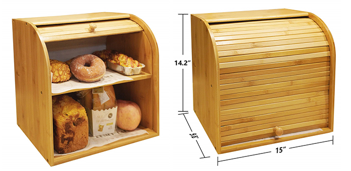 bamboo bread box with window